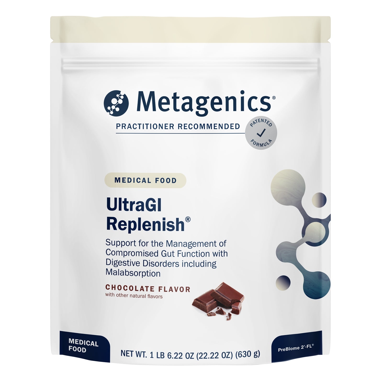 Metagenics, UltraGI Replenish, Chocolate Flavor, 22.22 oz (630 g) UPC 755571947260 | HiLife Vitamins