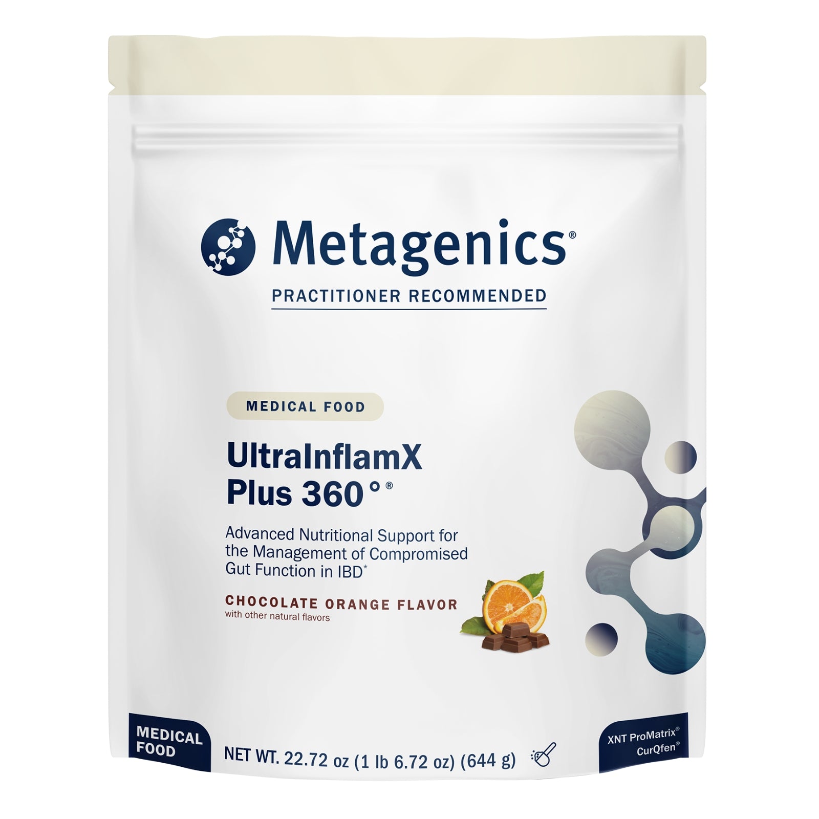 Metagenics, UltralnflamX Plus 360°, Medical Food, Chocolate Orange Flavor, 22.72 oz (644 g) UPC 755571947390 | HiLife Vitamins