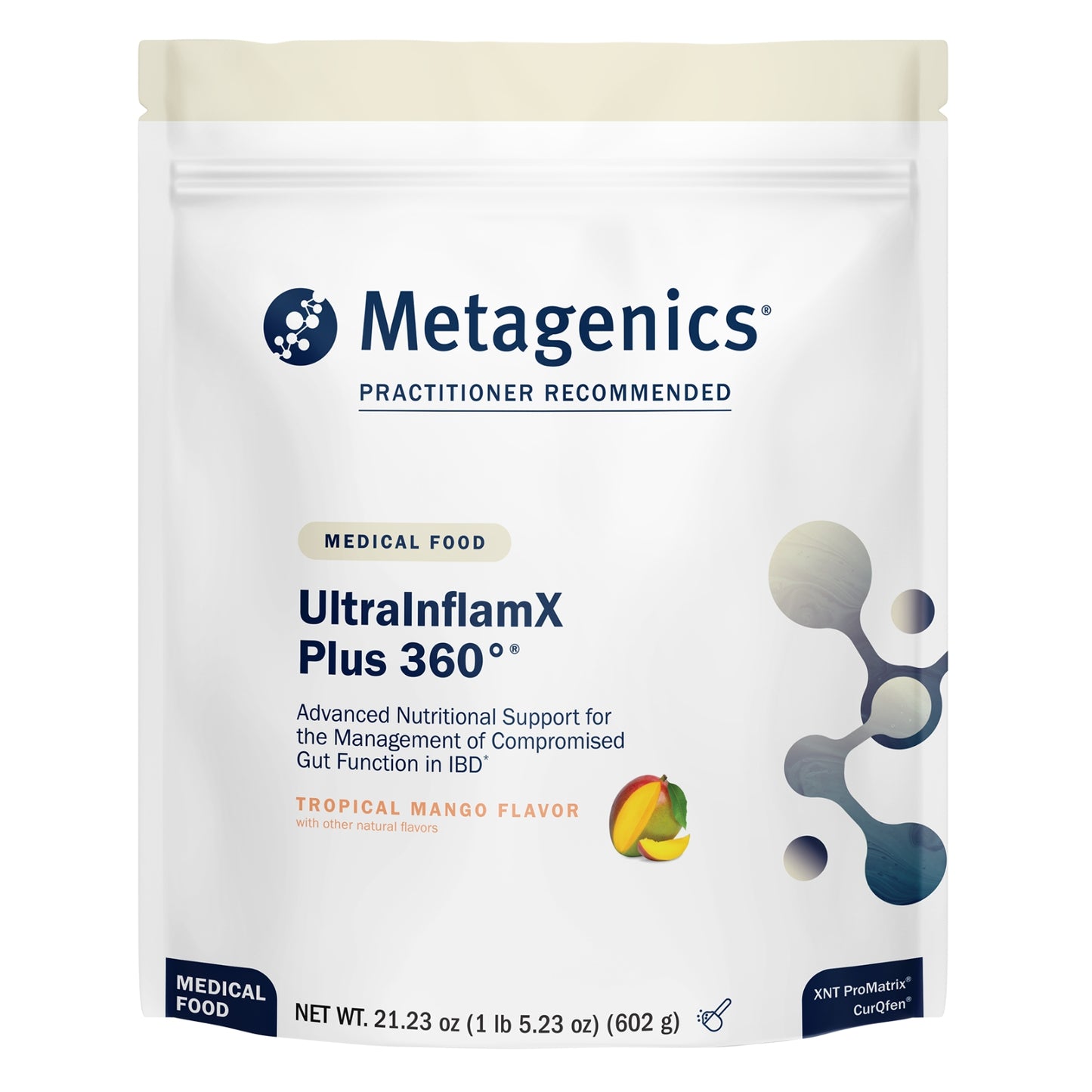 Metagenics, UltraInflamX Plus 360°, Tropical Mango, 1 lb 5.23 oz (602 g) UPC 755571947420 | HiLife Vitamins