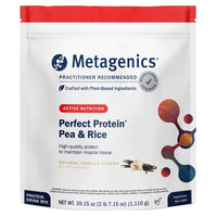Metagenics, Perfect Protein® Pea & Rice, Natural Vanilla Flavor, 2 lb 7.15 oz (1,110 g) UPC 755571948052 | HiLife Vitamins
