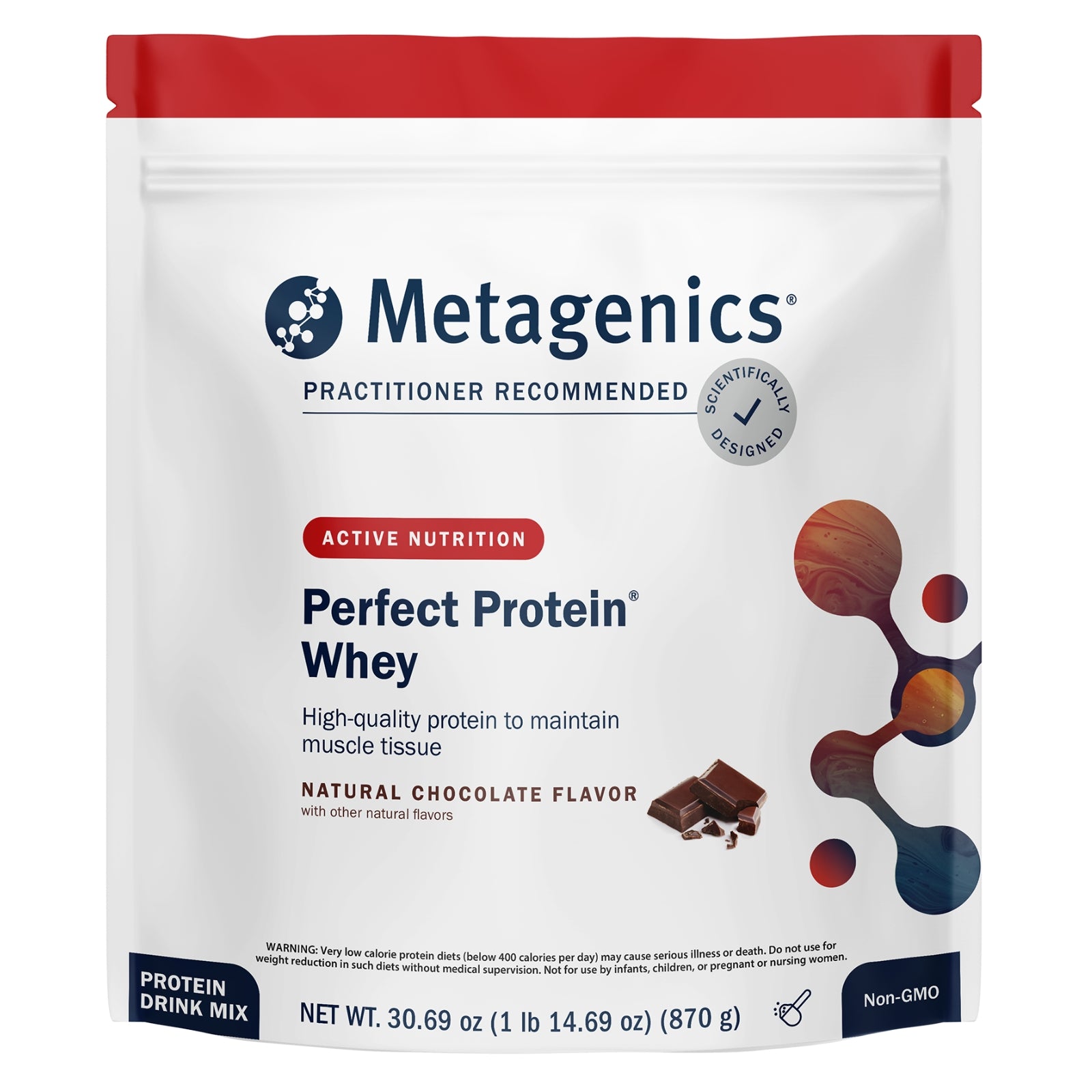 Metagenics, Perfect Protein® Whey, Chocolate Powder, 30 Servings, 30.69 Oz UPC 755571948748 | HiLife Vitamins