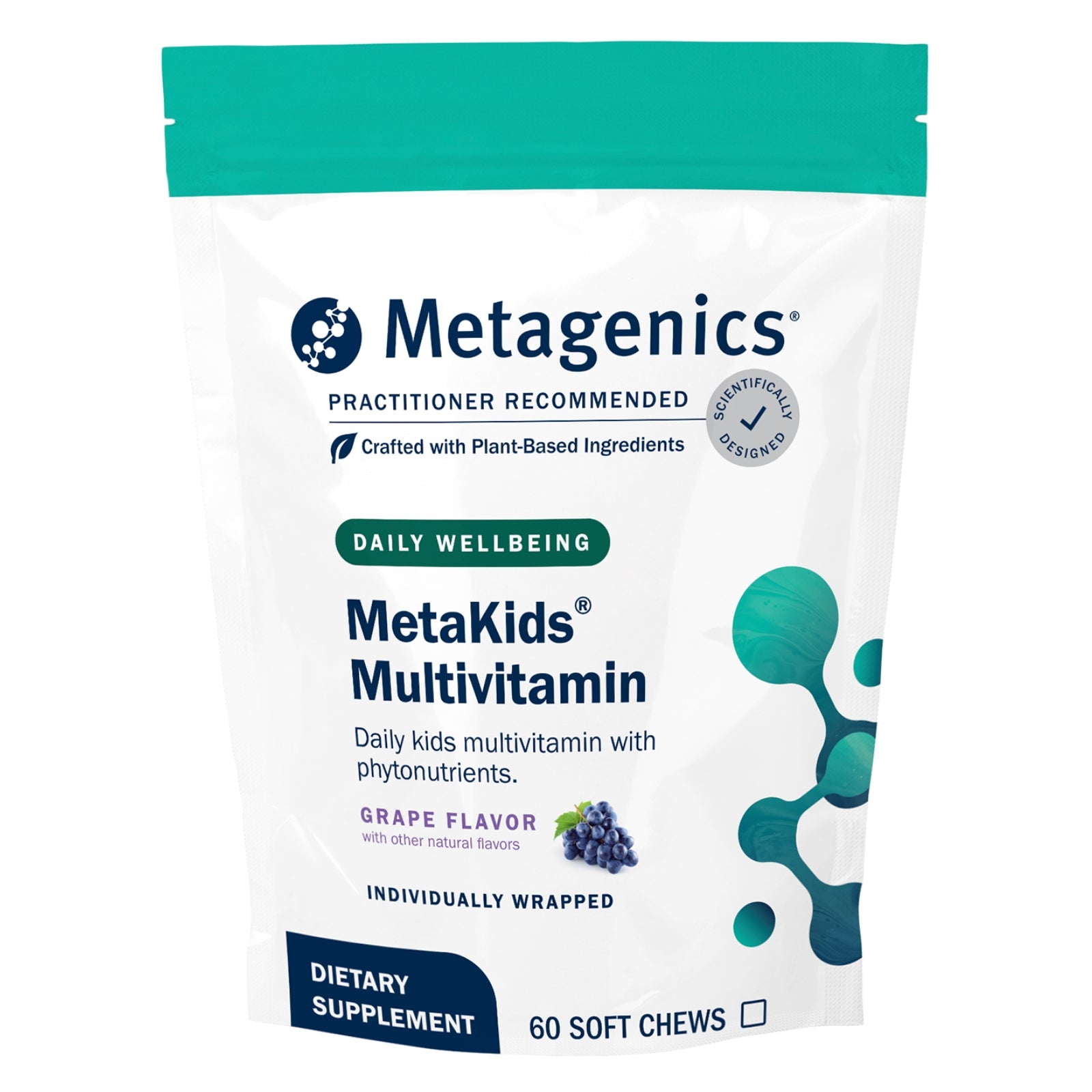 Metagenics, MetaKids® Multivitamin, Grape Flavor, 60 Soft Chews UPC 755571949448 | HiLife Vitamins