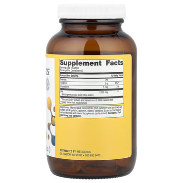 Metagenics, OmegaGenics® EPA 1200 Lemon-Lime, 90 Softgels UPC 755571950987 | HiLife Vitamins