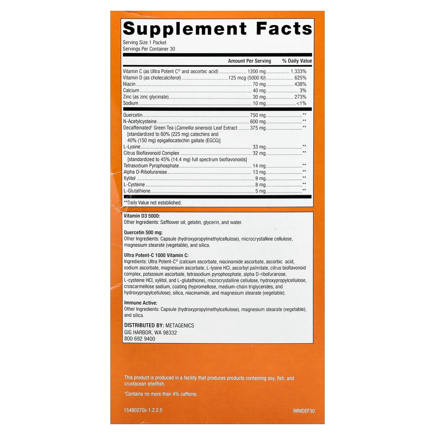Metagenics, Immune Defense Pack, 30 Packets UPC 755571956736 | HiLife Vitamins