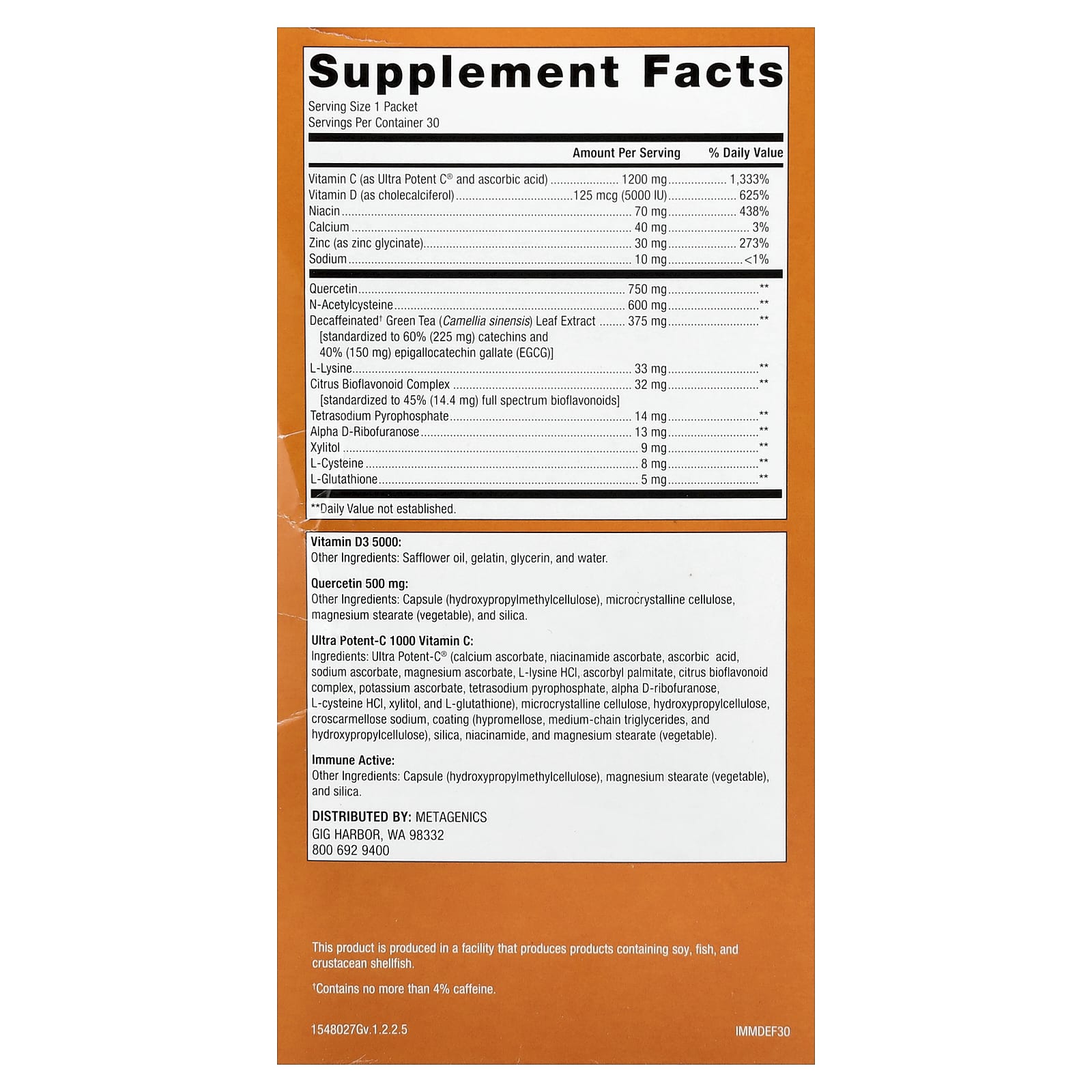 Metagenics, Immune Defense Pack, 30 Packets UPC 755571956736 | HiLife Vitamins