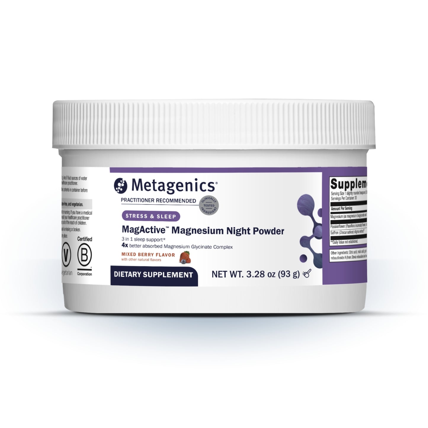Metagenics, MagActive™ Magnesium Night Powder, Mixed Berry Flavor, 30 Servings UPC 755571961808 | HiLife Vitamins