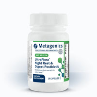 Metagenics, UltraFlora® Night Rest & Digest Postbiotic, 14 Capsules UPC 755571962058 | Hilife Vitamins