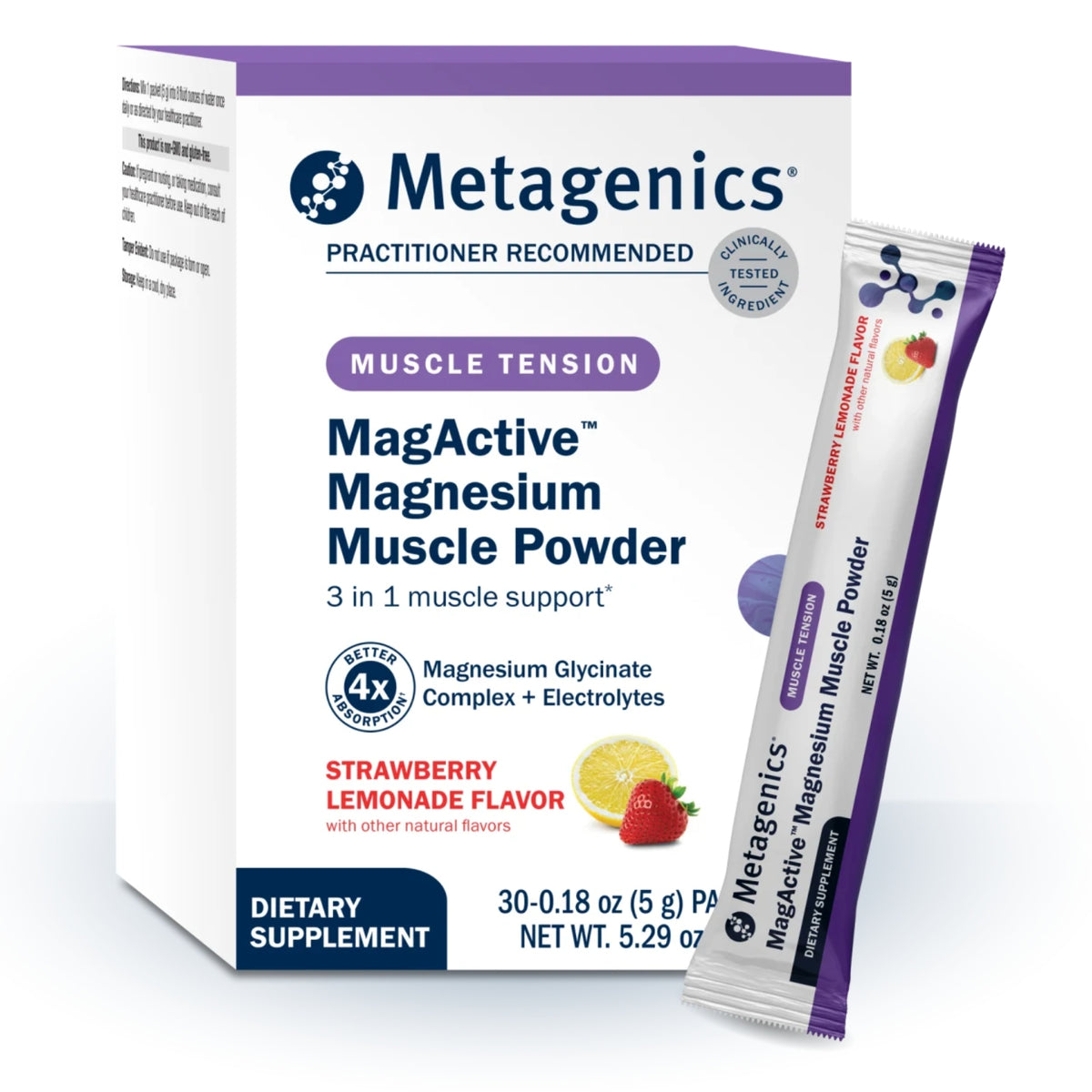 Metagenics, MagActive® Magnesium Muscle Powder, Strawberry Lemonade Flavor, 30 Packets UPC 755571962164 | Hilife Vitamins