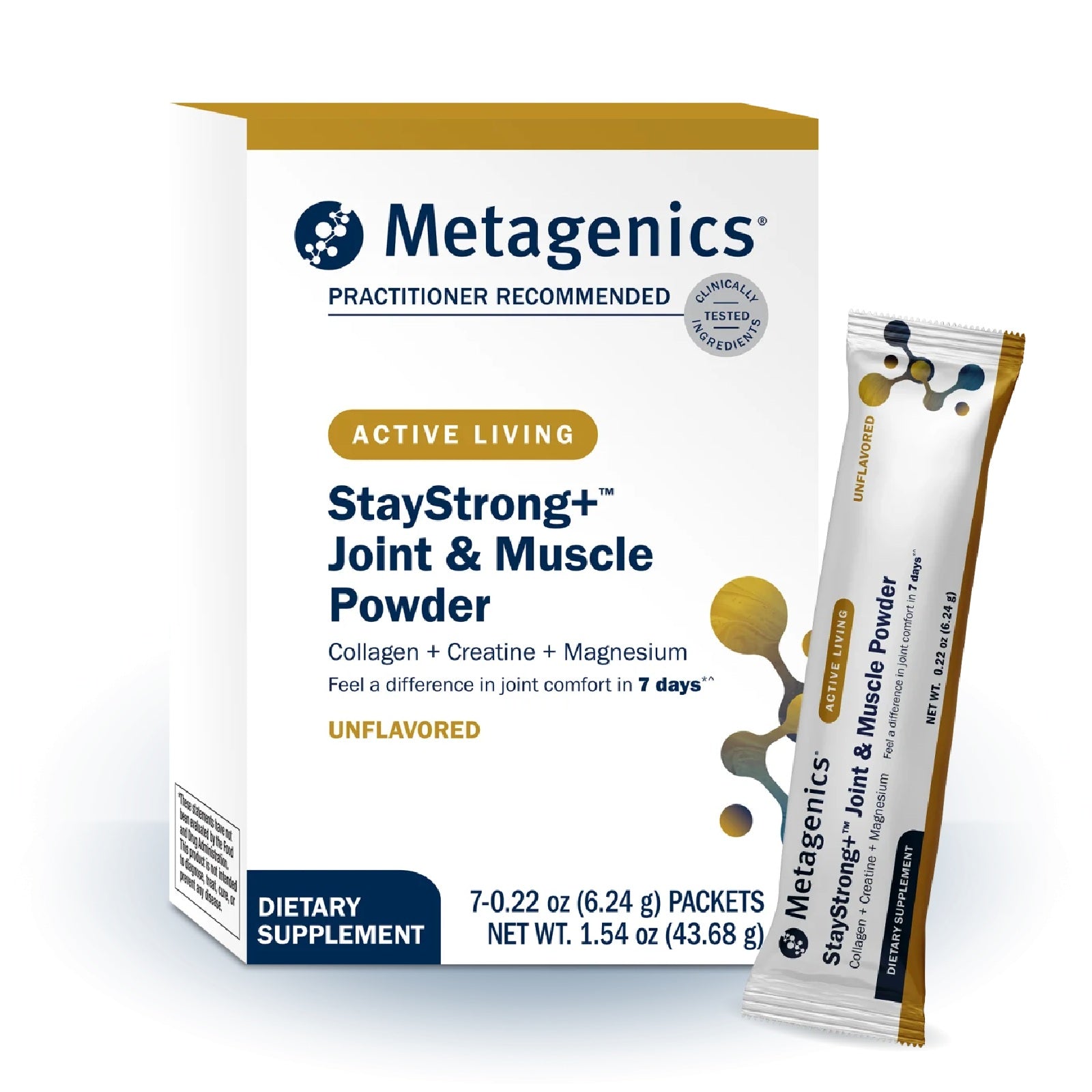 Metagenics, StayStrong+™ Joint and Muscle Powder, Unflavored, 7 Travel Packets, 0.22 oz (6.24g) Each UPC 755571962188