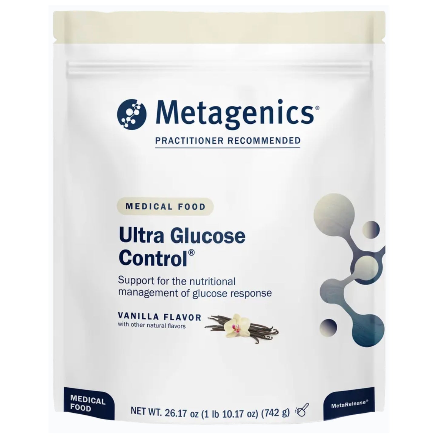 Metagenics, Ultra Glucose Control®, Medical Food, Vanilla Flavor, 1 lb 10.17 oz (742 g) UPC 755571947154 | Hilife Vitamins