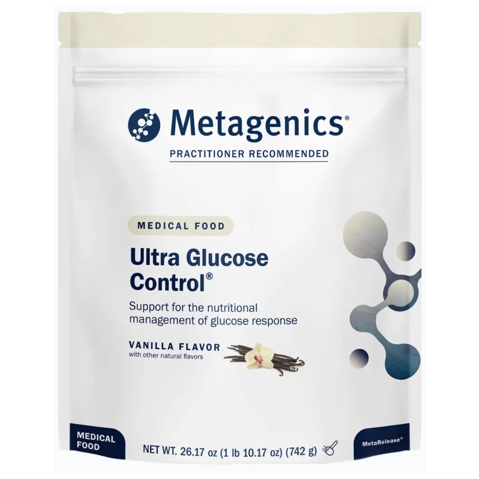 Metagenics, Ultra Glucose Control®, Medical Food, Vanilla Flavor, 1 lb 10.17 oz (742 g) UPC 755571947154 | Hilife Vitamins