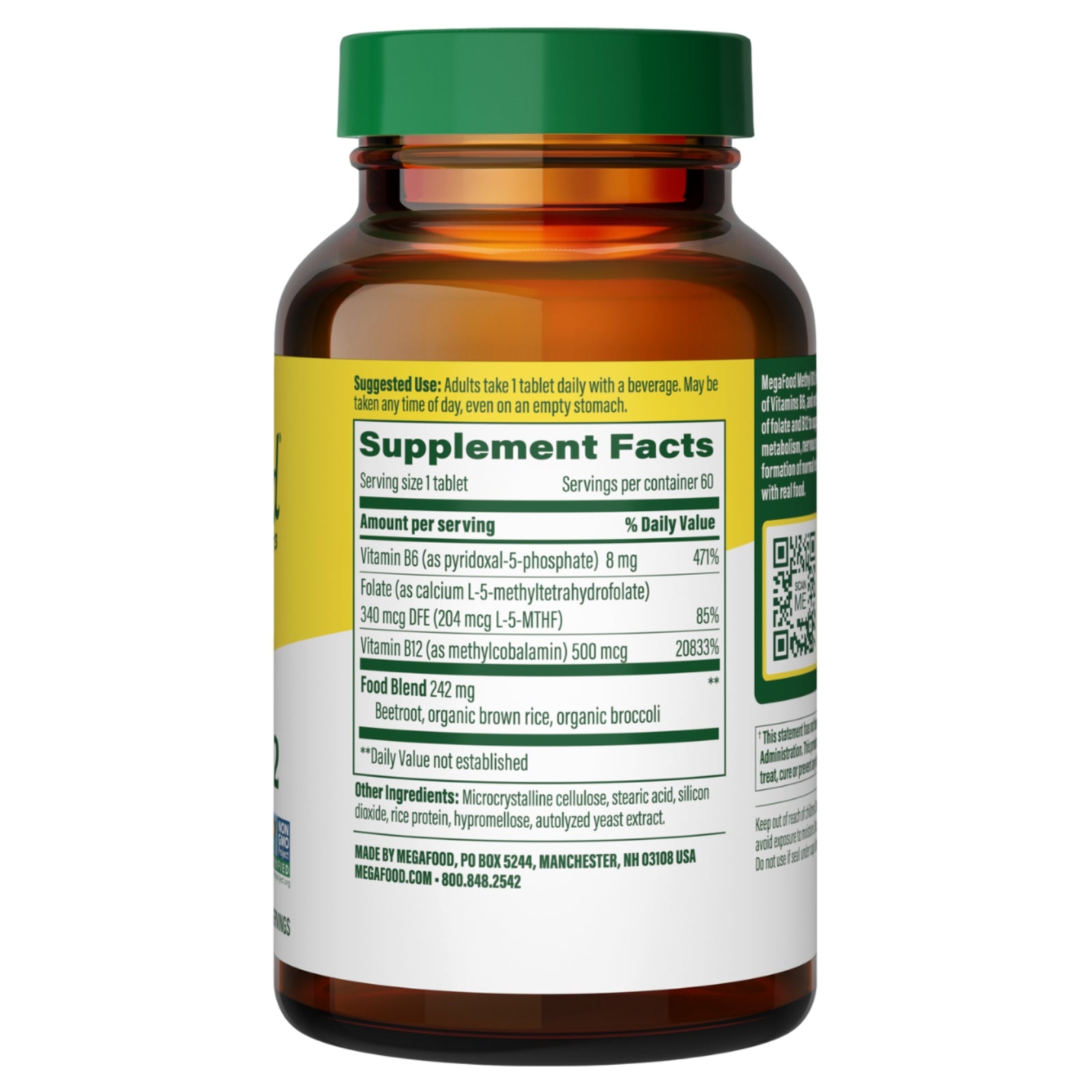 Megafood, Methyl B12, 60 Tablets UPC 051494103326 | HiLife Vitamins