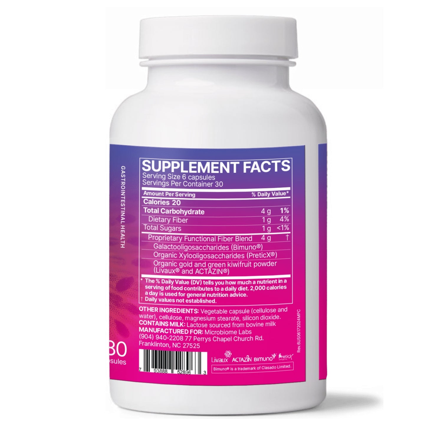 Microbiome Labs, MegaPre™ Dairy Free, Precision Prebiotic, 180 Capsules UPC 793888527362 | HiLife Vitamins