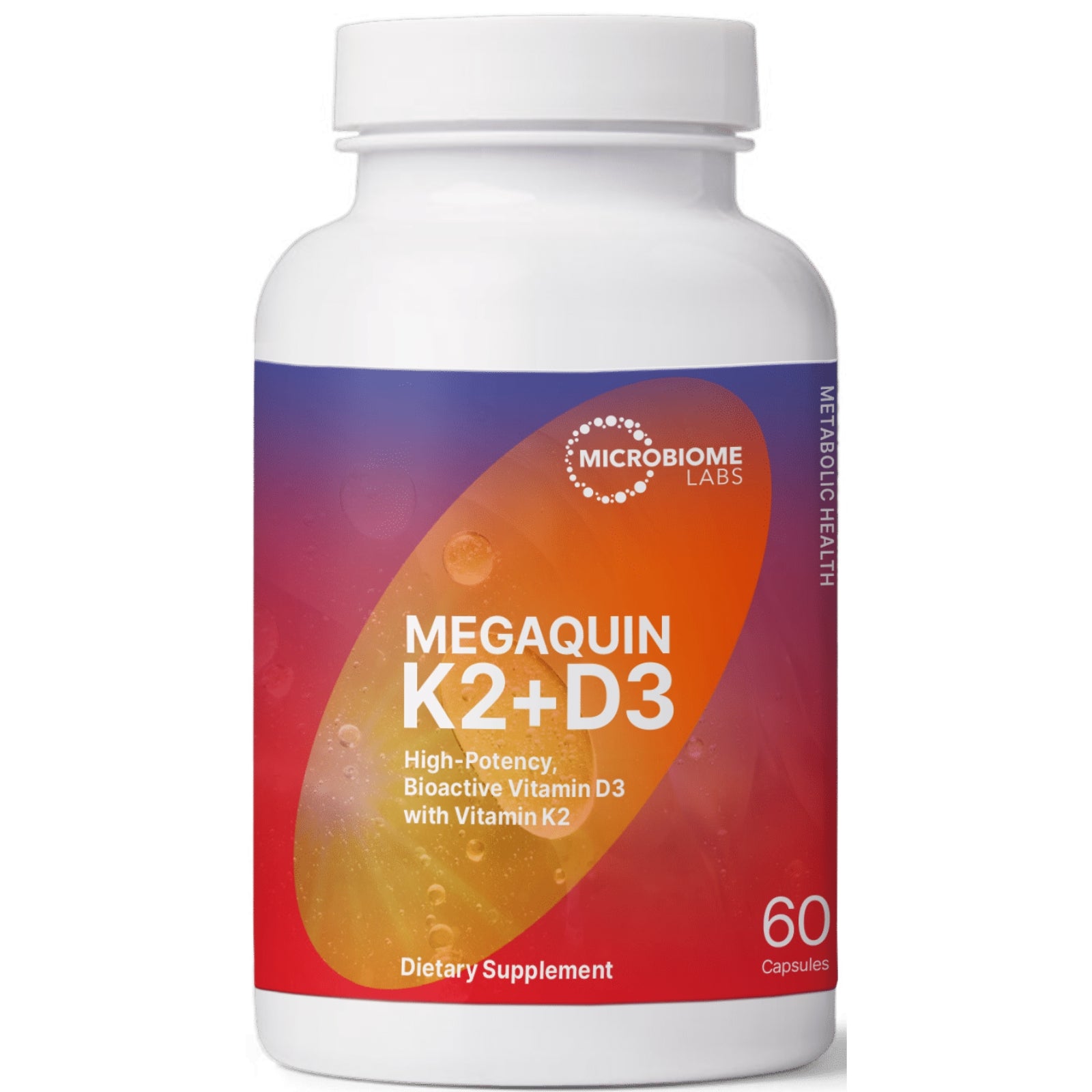 Microbiome Labs, MegaQuin K2 + D3, 60 Capsules - HiLife Vitamins