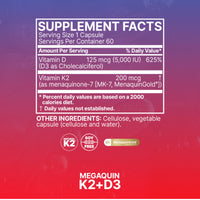 Microbiome Labs, MegaQuin K2 + D3, 60 Capsules - HiLife Vitamins