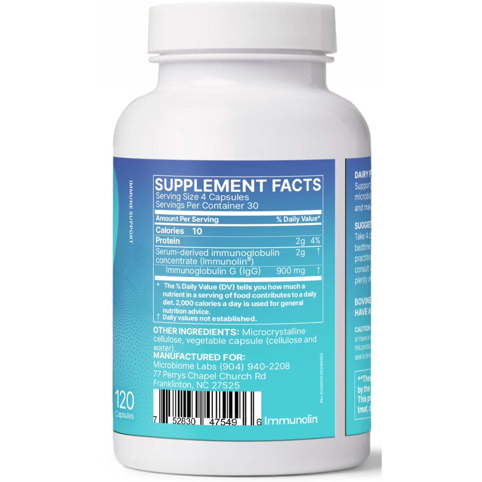 Microbiome Labs, Mega IgG2000, 120 Capsules UPC 752830475496 | HiLife Vitamins