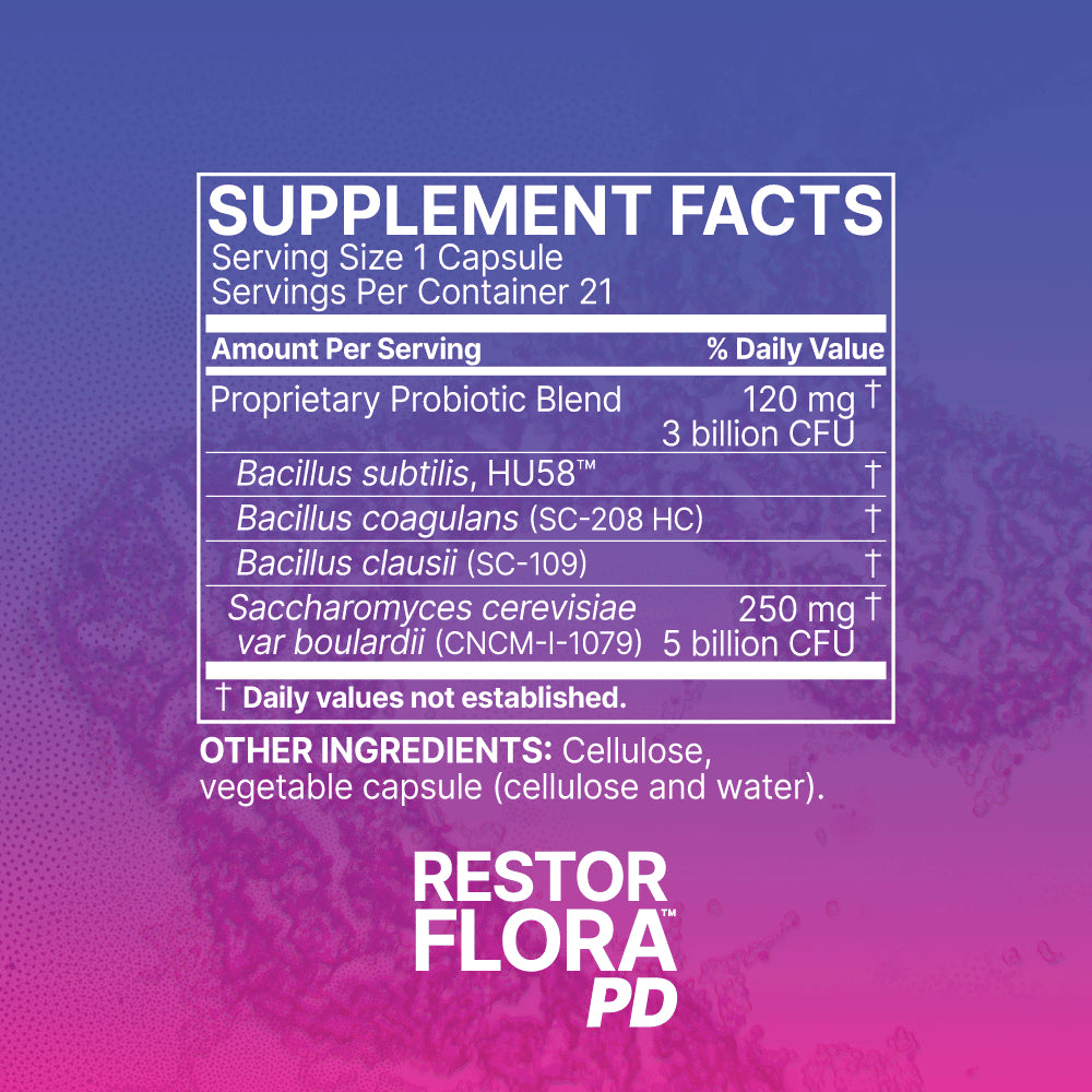 Microbiome Labs, RestorFlora PD, 21 Capsules UPC 793888526266 | HiLife Vitamins