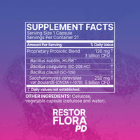 Microbiome Labs, RestorFlora PD, 21 Capsules UPC 793888526266 | HiLife Vitamins