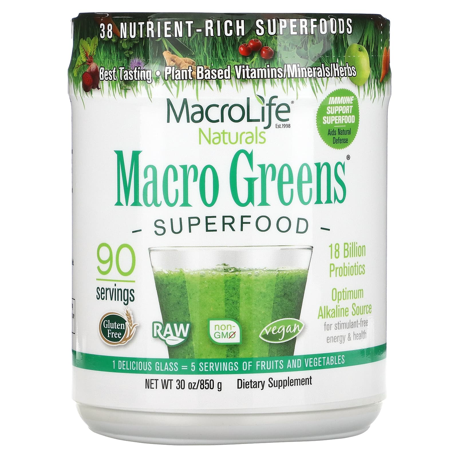 Miracle, Macro Greens Kilo (90 Servings), 30 Oz UPC 054139908010 | Hilife Vitamins