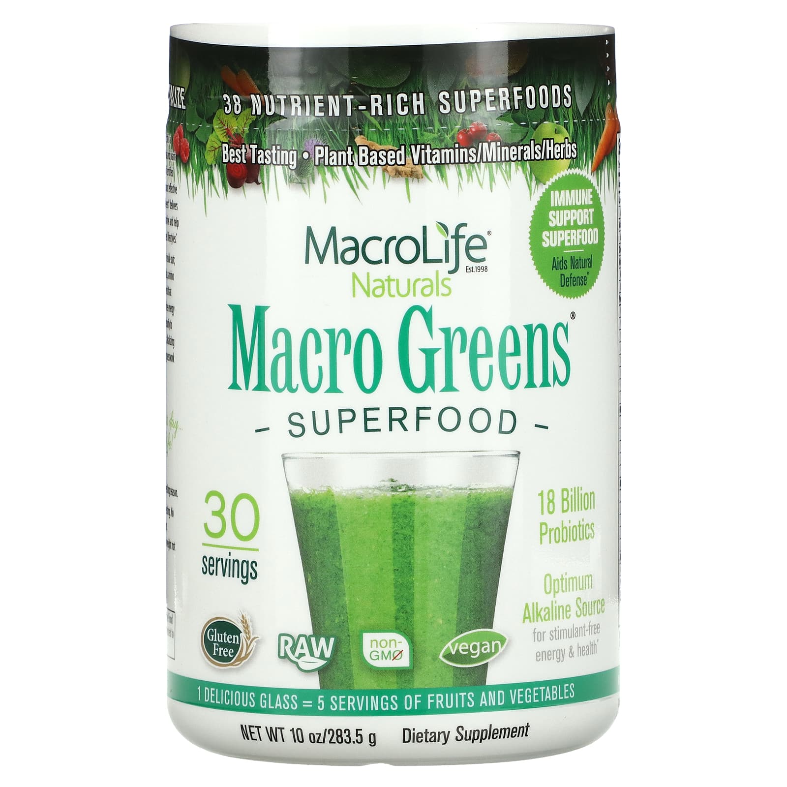 Miracle, Macro Greens (30 Servings), 10 Oz UPC 054139909000 | Hilife Vitamins