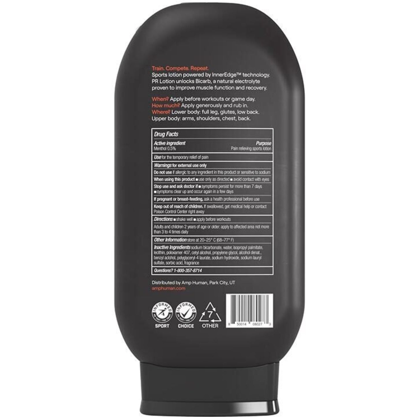 Momentous, Amp Human, PR Lotion® Bottle, 10.6oz (300g) UPC 850014080273 | Hilife Vitamins