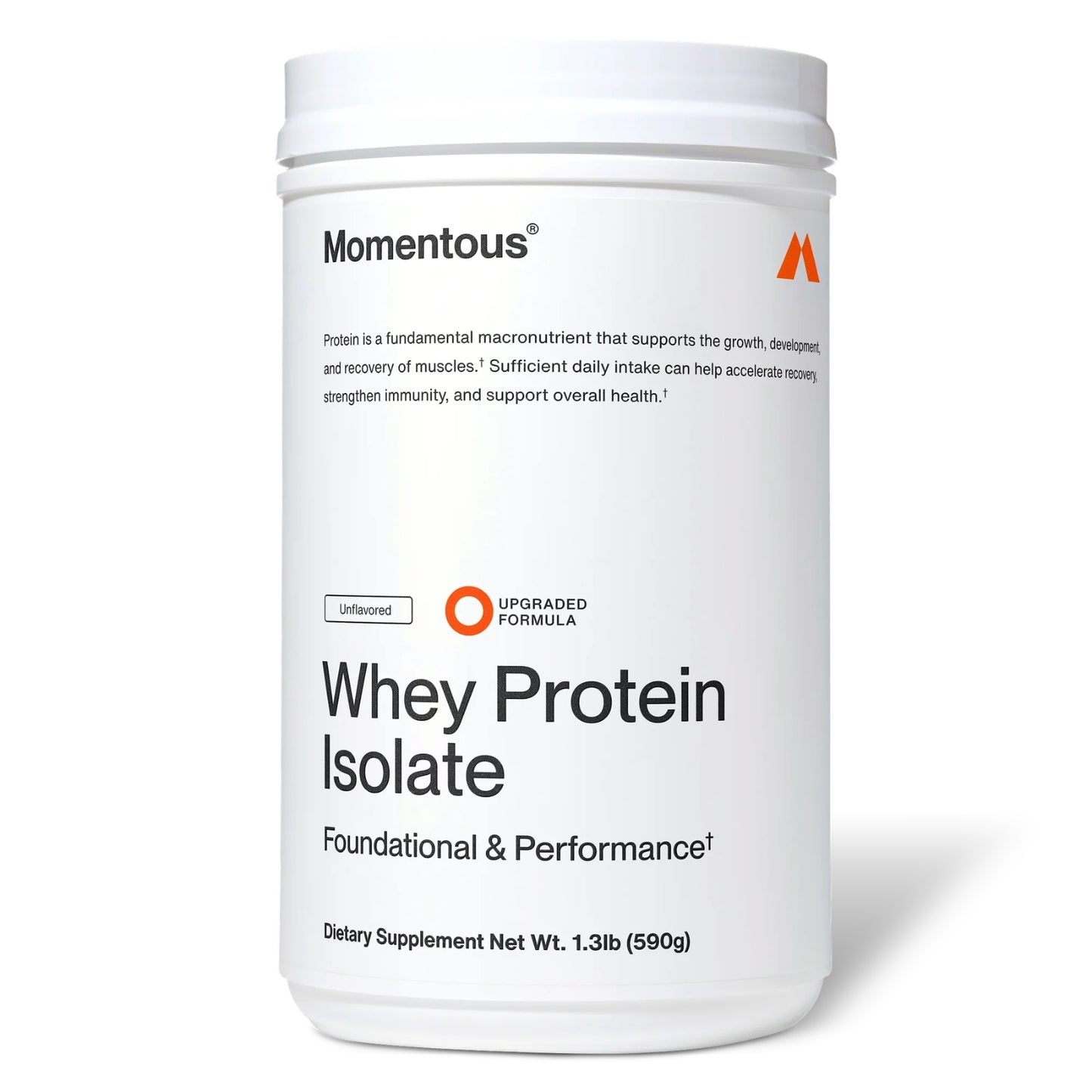 Momentous, Whey Protein Isolate, Unflavored, 1.3lb (590g) UPC 850030796134 | Hilife Vitamins