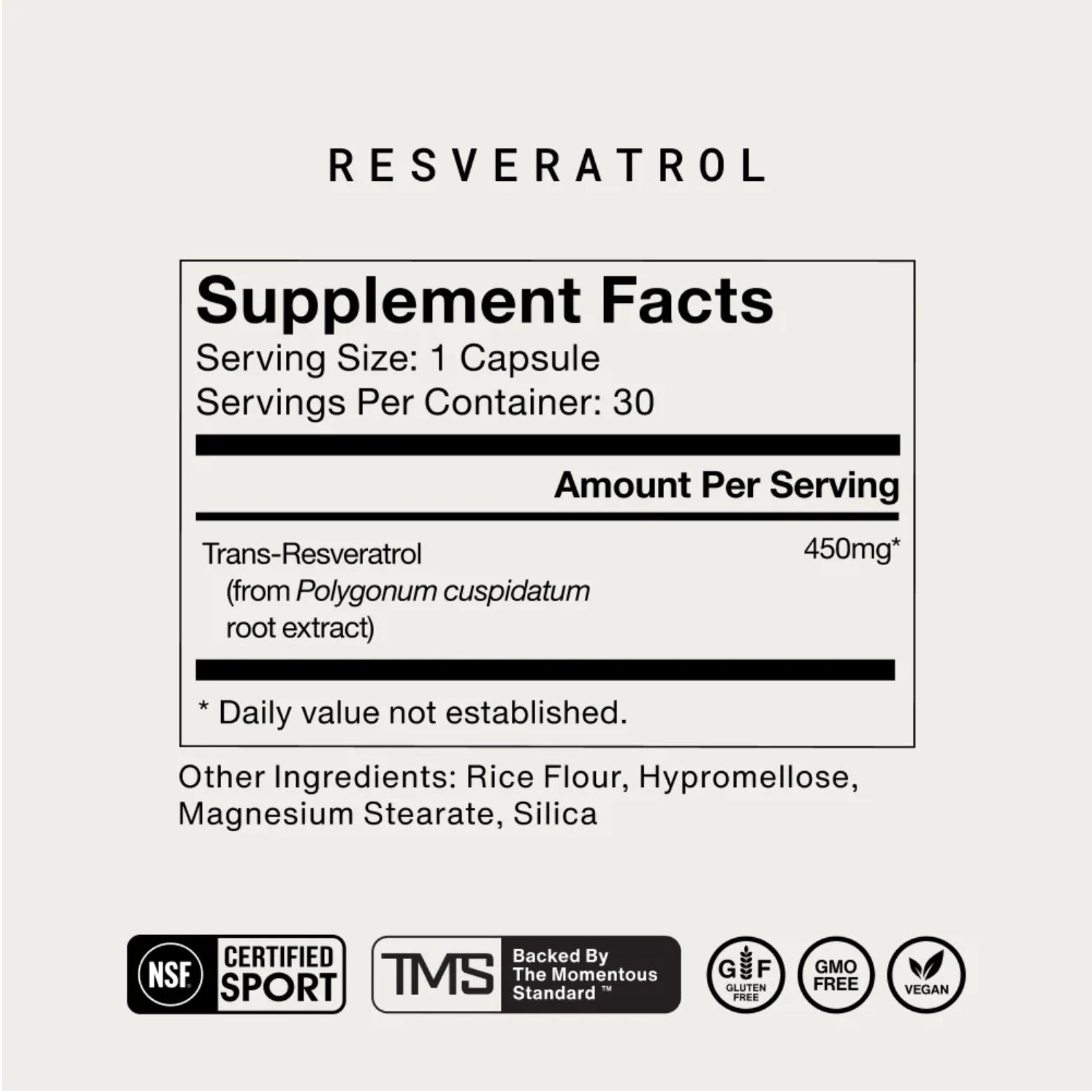Momentous, Resveratrol, 30 Capsules UPC 850030796158 | Hilife Vitamins