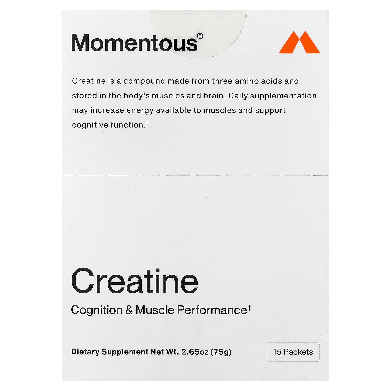 Momentous, Creatine, 15 Packets, 0.18 oz (5 g) Each UPC 850030796387 | Hilife Vitamins