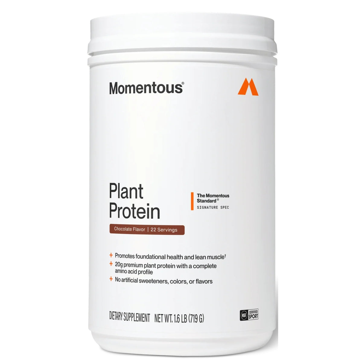 Momentous, 100% Plant Protein, Chocolate, 1.6lb (719 g) UPC 850030796509 | Hilife Vitamins