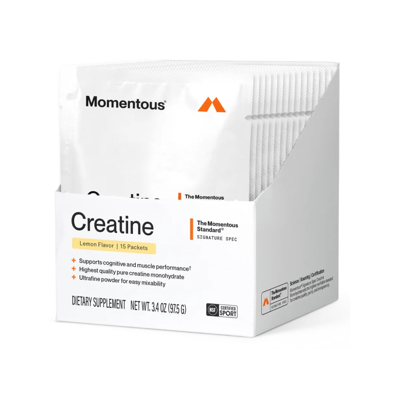 Momentous, Creatine, Lemon Flavor, 15 Packets, 0.22 oz (6.5 g) Each UPC 850030796899 | Hilife Vitamins