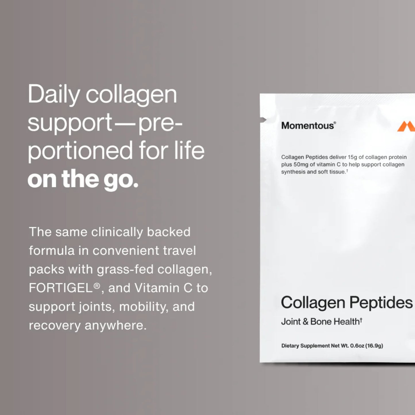 Momentous, Collagen Peptides, 10 Travel Packets, 16.9g Each UPC 850030796950 | Hilife Vitamins
