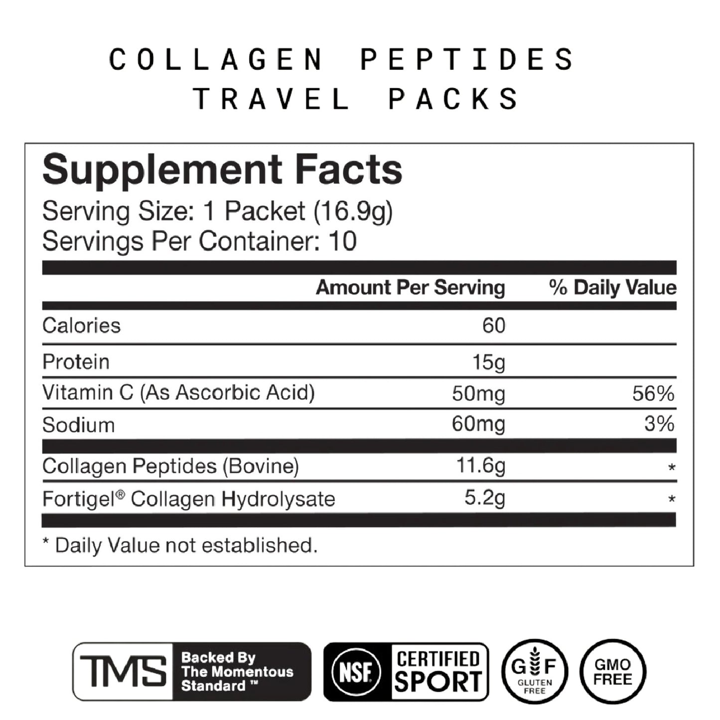 Momentous, Collagen Peptides, 10 Travel Packets, 16.9g Each UPC 850030796950 | Hilife Vitamins