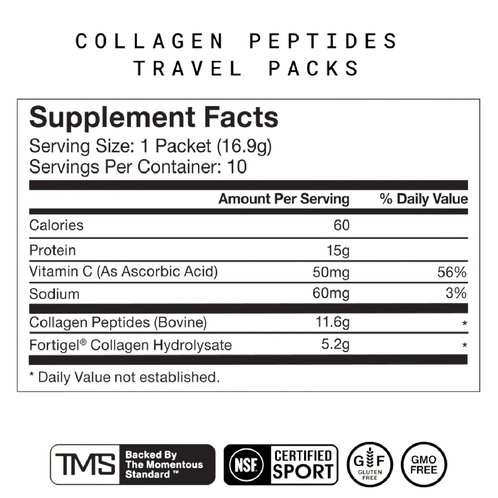 Momentous, Collagen Peptides, 10 Travel Packets, 16.9g Each UPC 850030796950 | Hilife Vitamins
