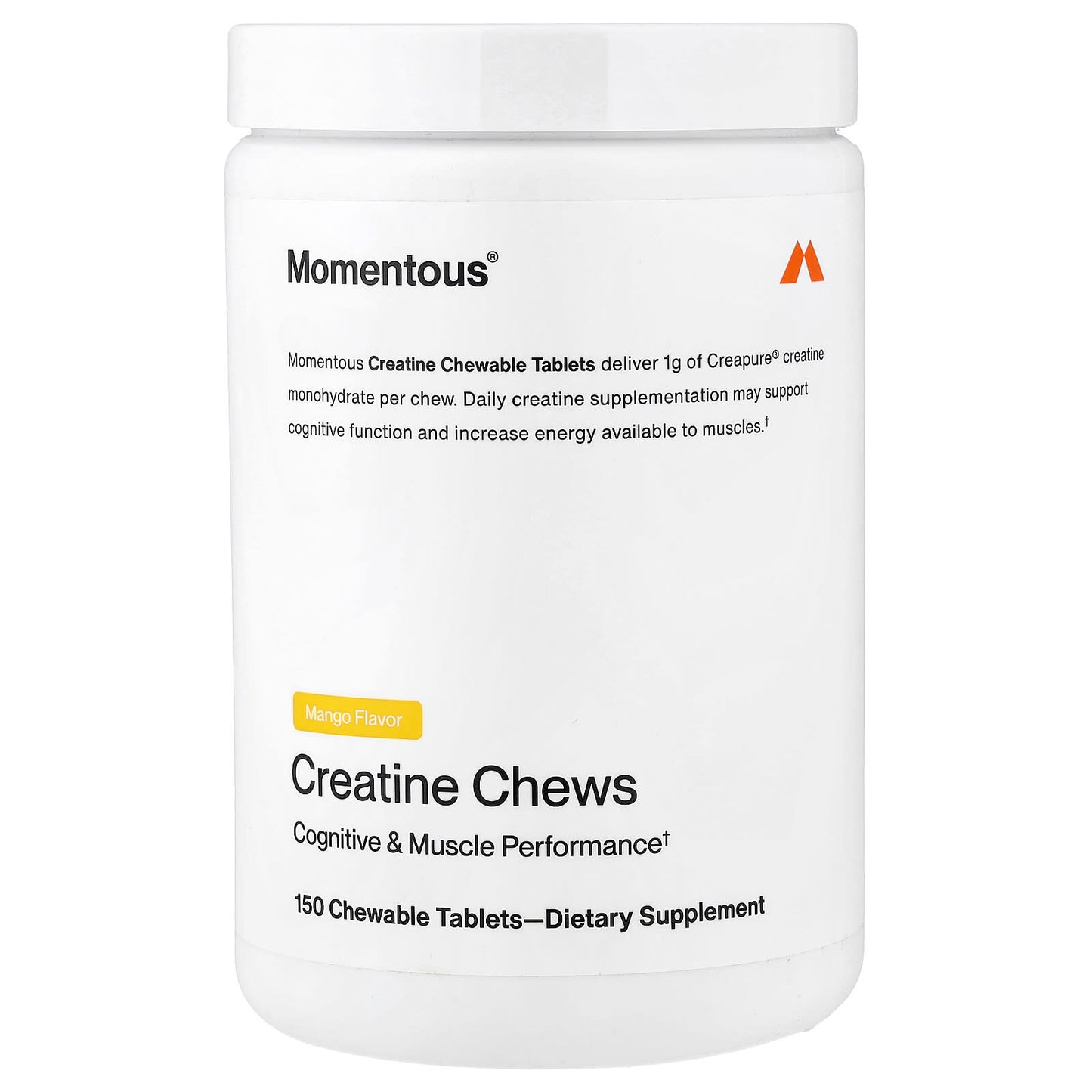 Momentous, Creatine Chews, Mango Flavor, 150 Chewable Tablets UPC 850072768564 | Hilife Vitamins