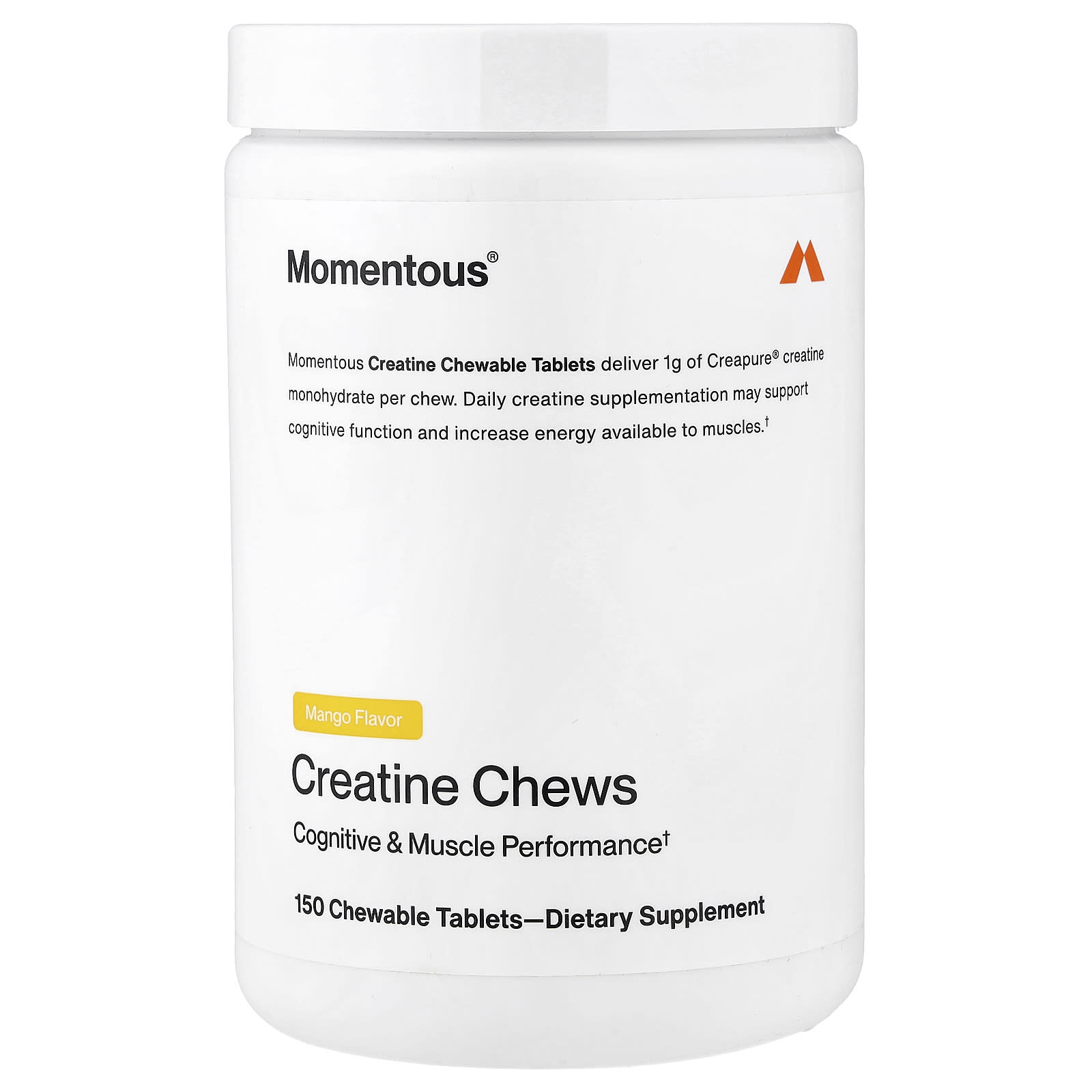 Momentous, Creatine Chews, Mango Flavor, 150 Chewable Tablets UPC 850072768564 | Hilife Vitamins