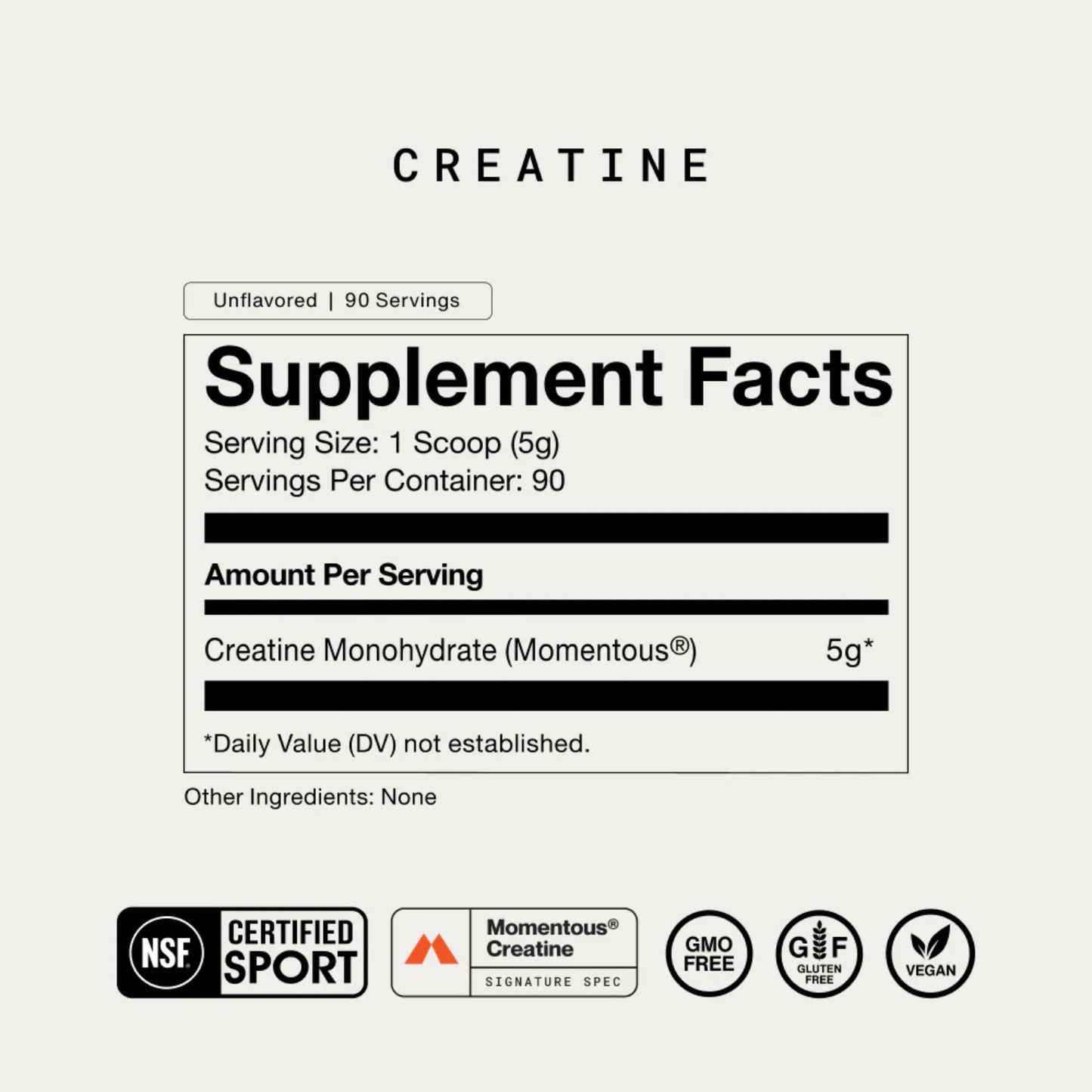 Momentous, Creatine, 15.8oz (450g) UPC 850243008796 | Hilife Vitamins