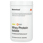 Momentous, Whey Protein Isolate, Vanilla Flavor, 1.38lb (625g) UPC 850243008932 | Hilife Vitamins