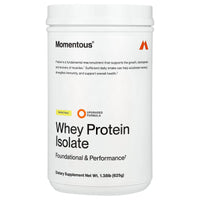 Momentous, Whey Protein Isolate, Vanilla Flavor, 1.38lb (625g) UPC 850243008932 | Hilife Vitamins