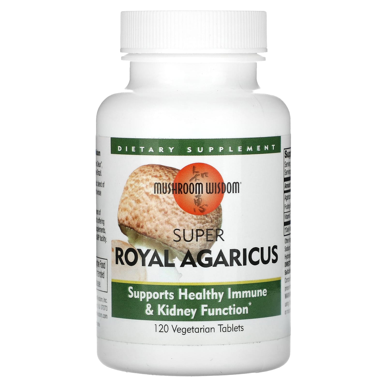 Mushroom Wisdom, Super Royal Agaricus, 120 Tablets UPC 791014109017 | Hilife Vitamins