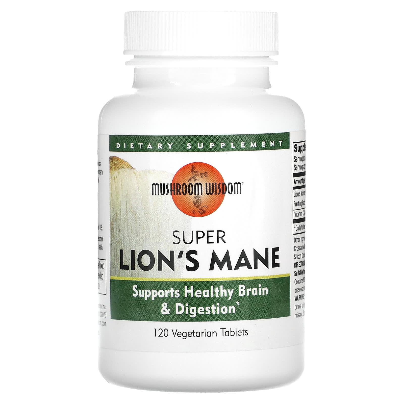 Mushroom Wisdom, Super Lion’s Mane, 120 Vegetarian Tablets UPC 791014109031 | Hilife Vitamins