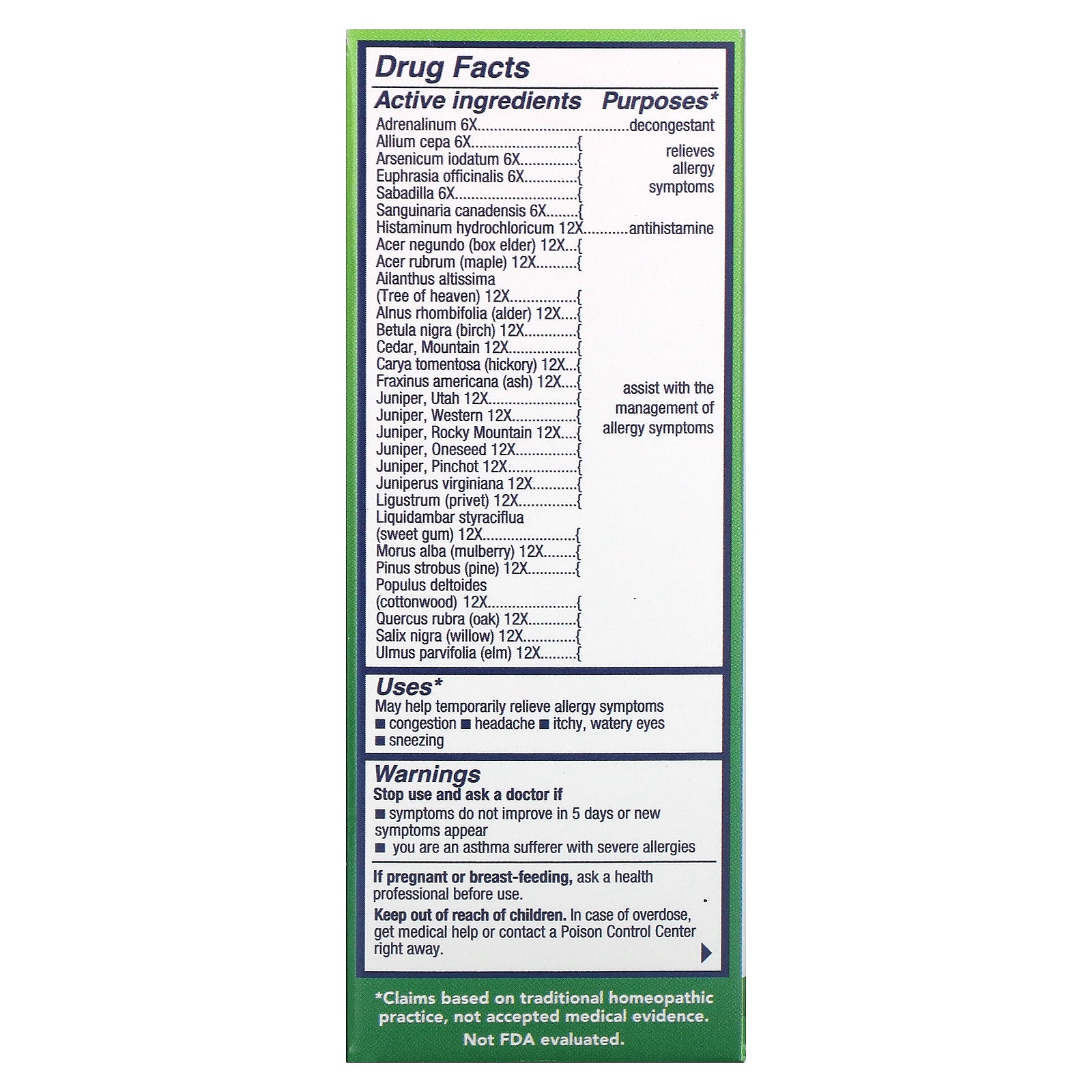 Natra-Bio Homeopathics, NaturalCare, BioAllers, Tree Pollen, 1 Oz Liquid UPC 371400707012 | HiLife Vitamins