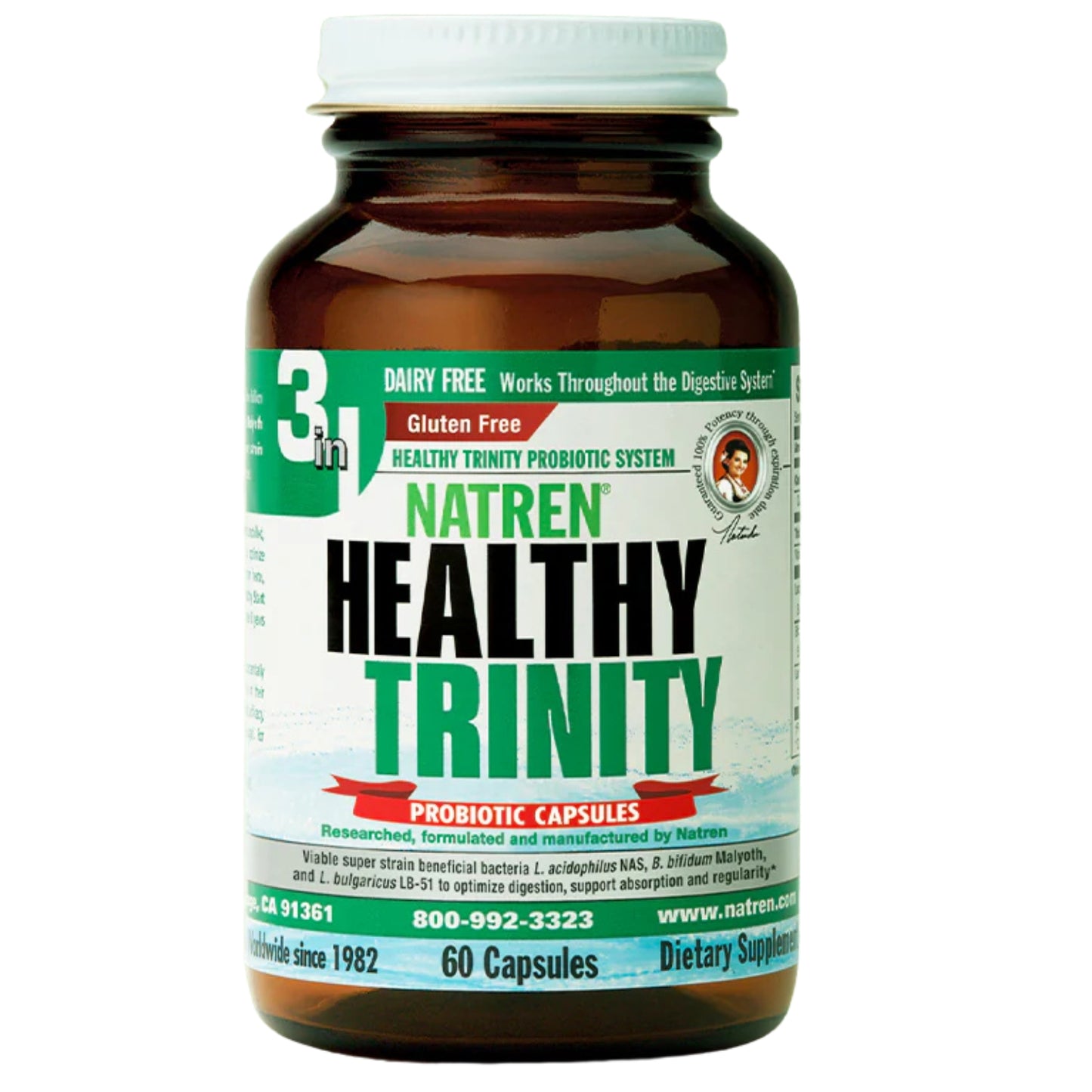 Natren, Healthy Trinity, Dairy Free, 60 Capsules UPC 052557600608 | HiLife Vitamins