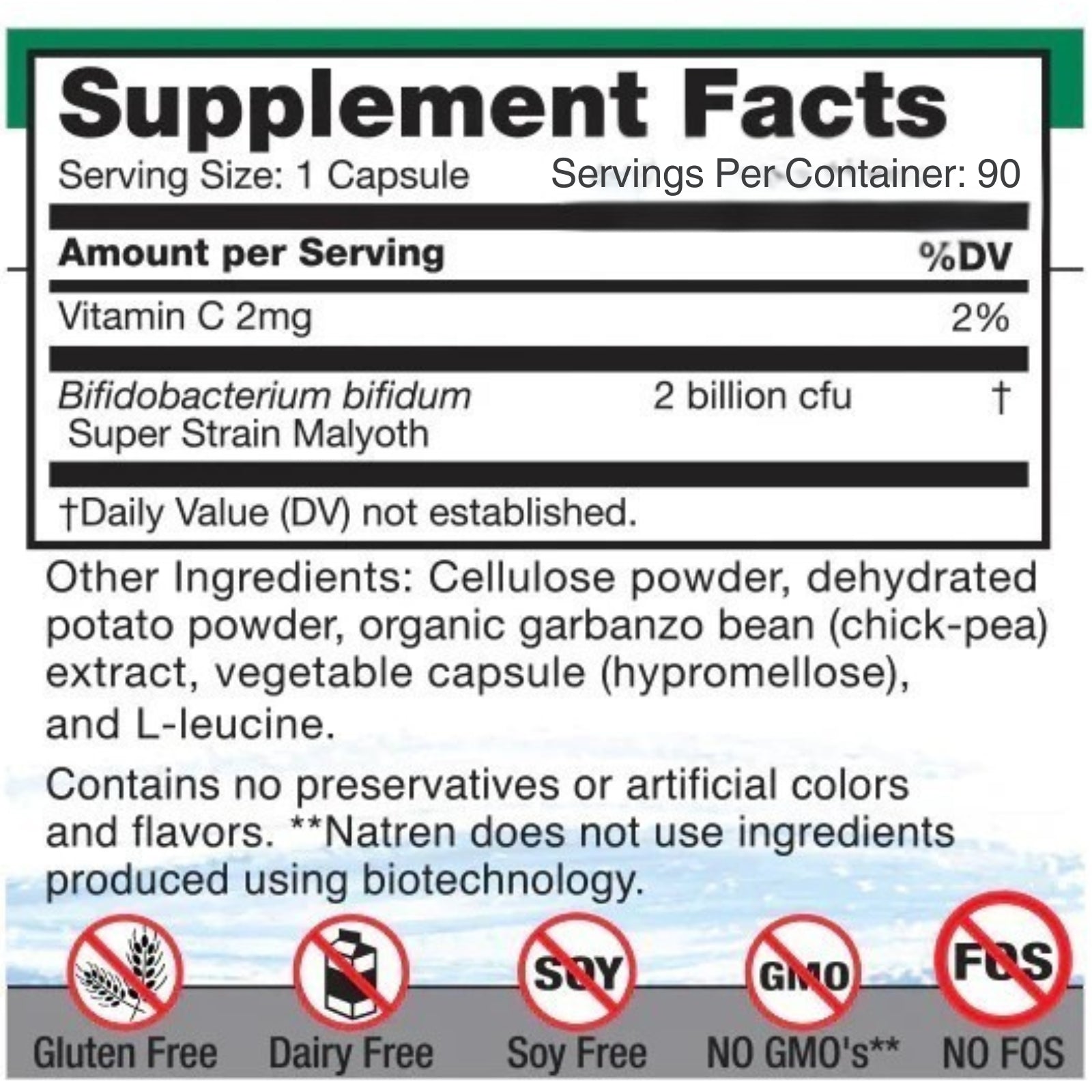 Natren, Bifido Factor, Dairy Free, 90 Capsules - 052557850904 | Hilife Vitamins