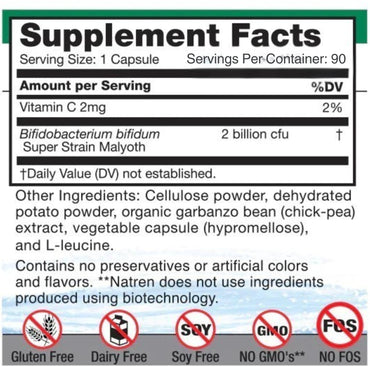 Natren, Bifido Factor, Dairy Free, 90 Capsules - 052557850904 | Hilife Vitamins