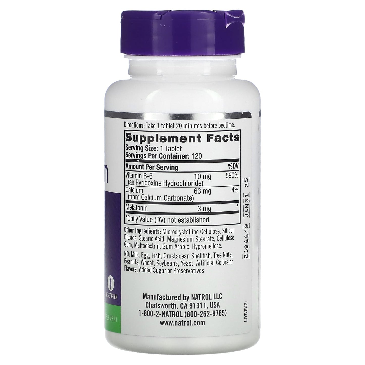 NATROL, Melatonin 3 mg, 120 TABLET UPC 047469005115 | Hilife Vitamins