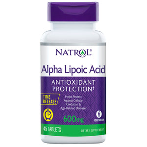 Natrol, Alpha Lipoic Acid Time Released, 600 mg, 45 Tablets - 047469052294 | Hilife Vitamins