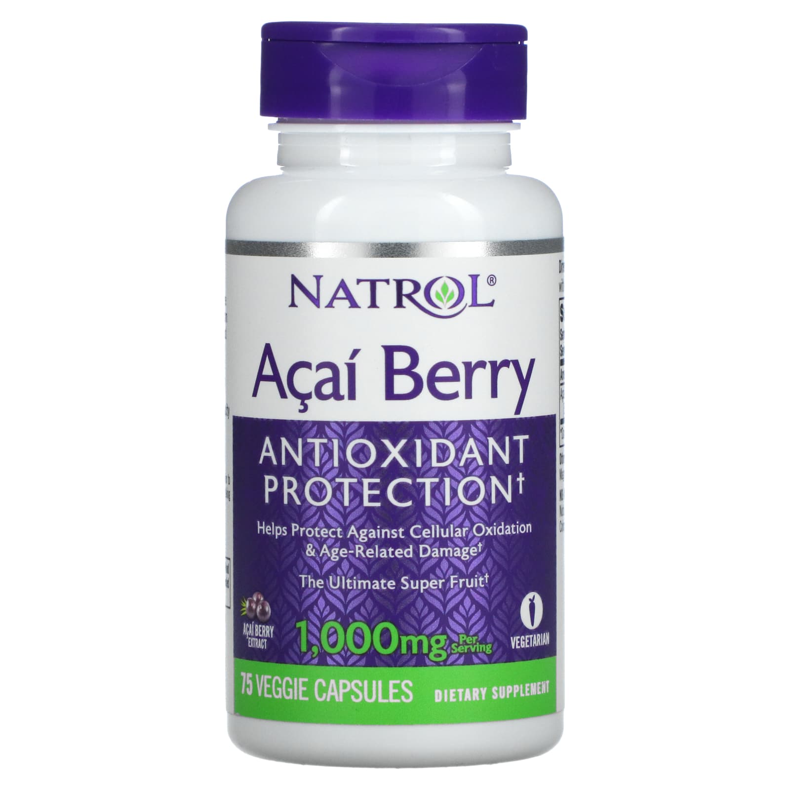Natrol, Acai 1000 mg, 75 Vegetarian Capsules UPC 047469055769 | HiLife Vitamins