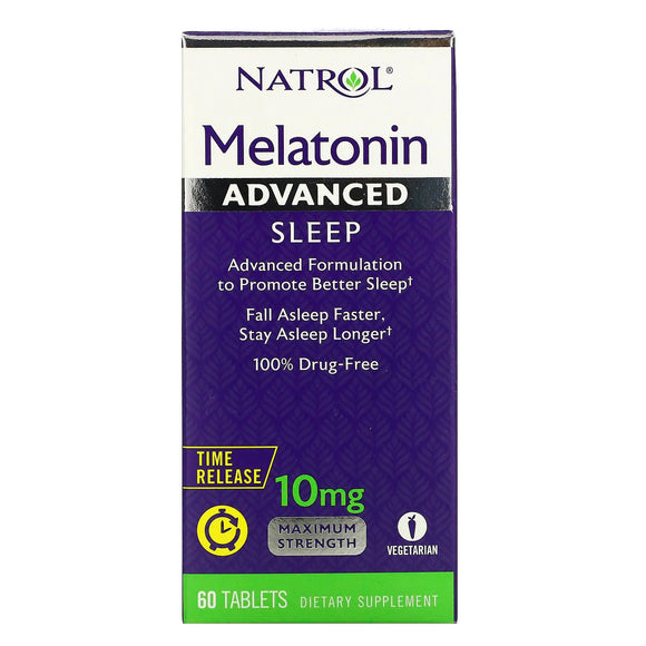 Natrol, Advanced Sleep Melatonin 10 mg Time Release, 60 Tablets - 047469059644 | Hilife Vitamins