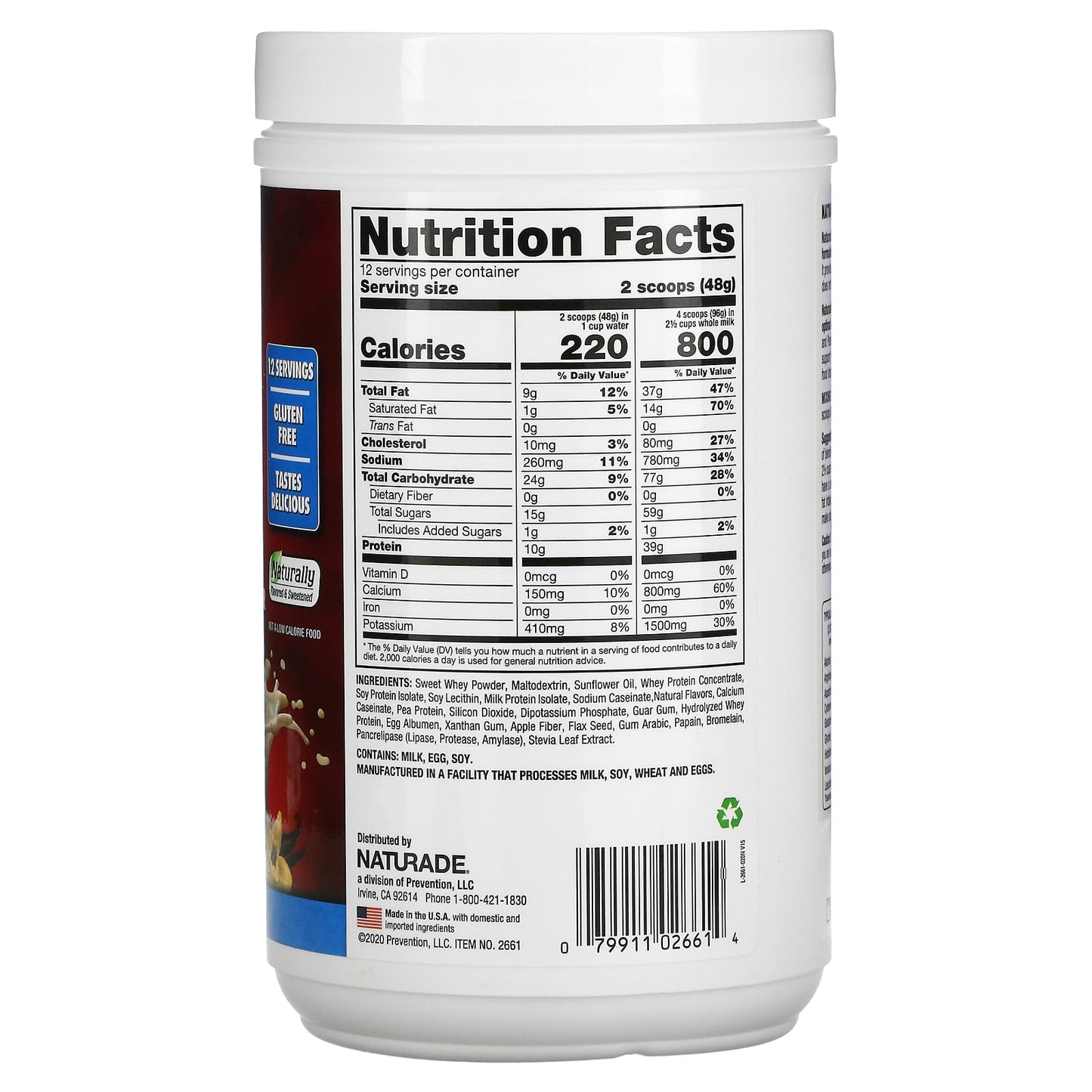 Naturade, Weight Gain Powder Sugar Free Vanilla, 18 Oz UPC 079911026614 | Hilife Vitamins