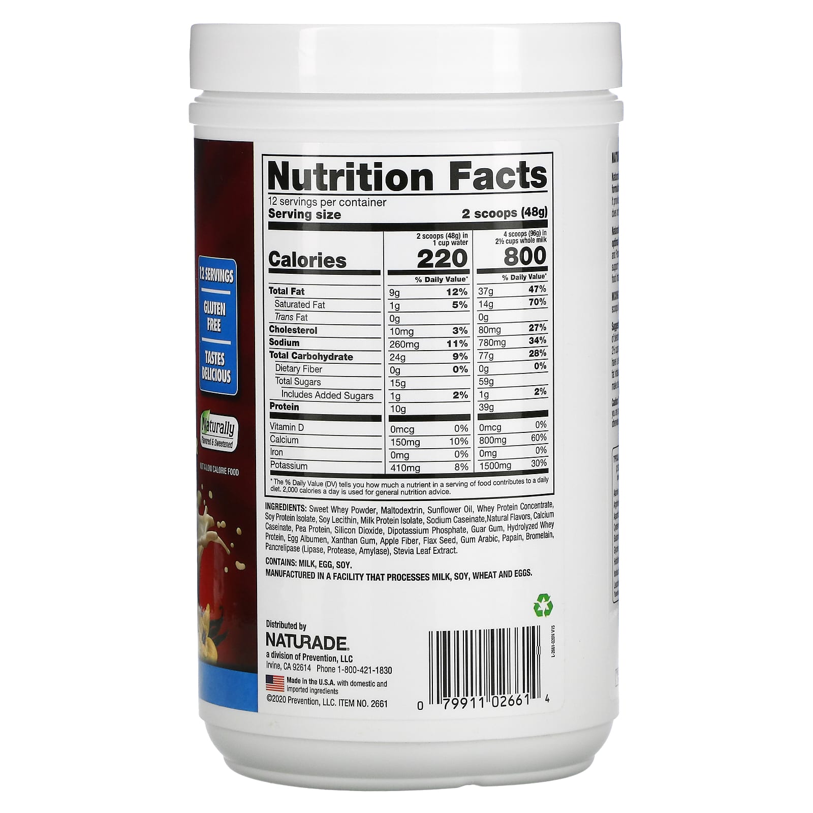 Naturade, Weight Gain Powder Sugar Free Vanilla, 18 Oz UPC 079911026614 | Hilife Vitamins